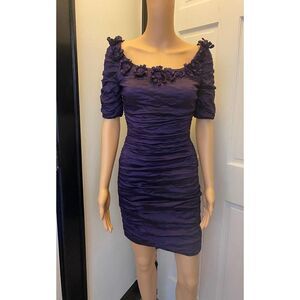 BCBGMaxazria Meredith Mini Dress Purple Midnight Holiday  Cocktail - Size 6